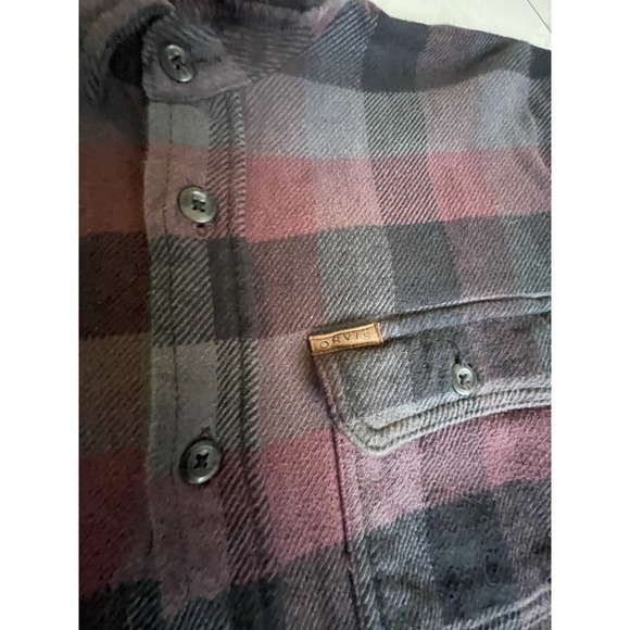 Orvis Classic Premium MENS Heavy Plaid Big Bear‎ Flannel Jacket Pockets MEDIUM - Picture 6 of 13